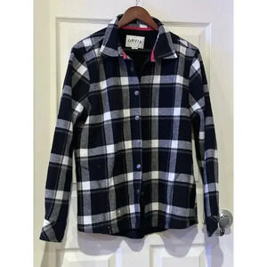 Orvis Black and White Plaid Button Down Shirt